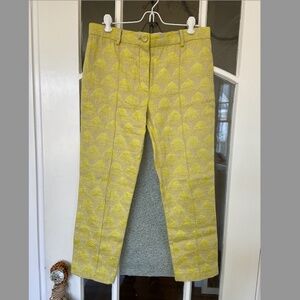 Sies Marjan Size 4 Citrine Chartreuse Inchworm Scalloped Cropped Pants